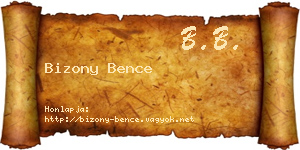 Bizony Bence névjegykártya